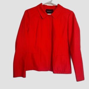 Lafayette 148 New York Collared Button Up Blazer Jacket Size 6 Red